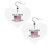 Pendientes de cuero Pearl Harbor Remembrance Day para mujer, pendientes colgantes, colgante de corazón con gancho, regalos para niña adulta