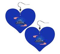 Pendientes de cuero Pearl Harbor Remembrance Day para mujer, pendientes colgantes, colgante de corazón con gancho, regalos para niña adulta