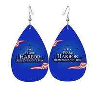 Pendientes de cuero Pearl Harbor Remembrance Day para mujer, pendientes colgantes, colgante de gota con gancho, regalos para niña adulta