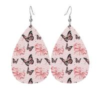 Pendientes de cuero rosa con mariposa para mujer, aretes de lágrima, aretes de cuero de moda, regalos de joyería para mamá, esposa, hijas