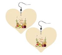 Pendientes de cuero Rosh Hashanah Shana Tova para mujer, pendientes colgantes, colgante de corazón con gancho, regalos para niña adulta