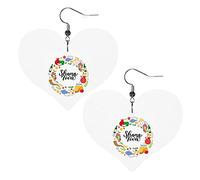Pendientes de cuero Rosh Hashanah Shana Tova para mujer, pendientes colgantes, colgante de corazón con gancho, regalos para niña adulta