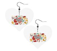 Pendientes de cuero Rosh Hashanah Shana Tova para mujer, pendientes colgantes, colgante de corazón con gancho, regalos para niña adulta