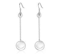 Pendientes de damas Elegante Círculo de cadena delgada Círculo largo Pendientes de colgante de longo Damas Joyas glamorosas Pendientes de mujeres