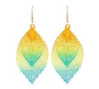 Pendientes de de Metal de colores Retro simples, pendientes de borla de doble con personalidad creativa única para mujeres y niñas (C, One Size)