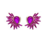 Pendientes de declaración de de imitación para mujeres y niñas, pendientes colgantes de gota de cristal de racimo de lujo Retro, pendientes coloridos ostentosos de moda (One Size)