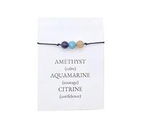 Pendientes de declaración de Navidad, pulsera étnica con cuentas de piedra de ansiedad, línea de cera con tarjeta, 1 pulsera combinada de piedra amatista, pulsera para hombres y mujeres, joyería de