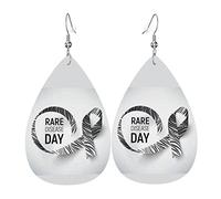 Pendientes de día RareAwareness para mujeres y niñas, joyería ligera de cuero, pendientes colgantes en forma de lágrima