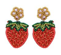 Pendientes de diamantes de imitación con cuentas de frutas, exquisitos aretes de gota de flor de fresa, aretes únicos para fiestas, uso diario, piezas de moda