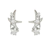 Pendientes de diamantes de imitación con diseño de lunas y estrella, cierre de liberación rápida para Freeclip1/2 estudiantes con destellos de circonita