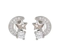 Pendientes de diamantes de imitación con forma de estrella de lunas, resistentes al sudor, aleaciones de cobre, universales, freeclip1/2, entusiastas del deporte, con destellos de circonita