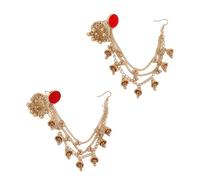 Pendientes de diamantes de imitación para boda grandes pendientes colgantes elegantes étnicos indios joyería novia accesorios tradicionales indios Bijoux, talla única, como se describe