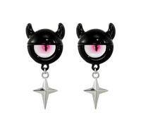 Pendientes de dibujos animados con diseño de ojos de monstruos Y2K, divertidos aretes con colgante de cruz, apertura, punk, fiesta, joyería, regalo, anillos de apertura para, Black, como se describe