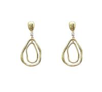 Pendientes de doble lágrima con textura chapada en oro de 18 quilates para mujeres-Pendientes de declaración de giro a cielo abierto, regalo de joyería elegante ajustable