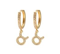 Pendientes De Doce Constelaciones,Lujosos Pendientes De Diamantes De Oro Decoraciones Regalos De Joyería Pendientes De Horóscopo De Astrología Para Niñas Pendientes De Moda Para Damas,Tauro,A