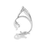 Pendientes de elfo hechos a mano con diseño de hada de elfo, aretes de plata y oro, Left ear, Acero aleado
