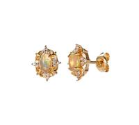 pendientes de encanto Pendientes de tuerca de piedras preciosas de ópalo Natural for mujer, pendientes de piedra de fuego de Color amarillo de Plata de Ley 925, joyería fina for boda, hilaridad