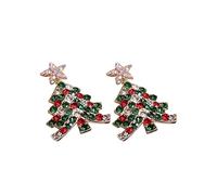 Pendientes de enhebrador de plata de ley para árbol de Navidad, pendientes de color circón, adornos navideños, verde neón, talla única, Acero aleado, Sin piedra preciosa