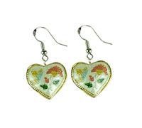 Pendientes de esmalte，Funky Pendientes Moda Cloisonne Esmalte Pendientes de amor blanco Corazón Gota for el oído Boutique 925 Accesorios de gancho de plata Joyería de mujer Colgantes de oreja Regalo f