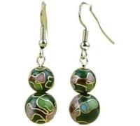 Pendientes de esmalte，Funky Pendientes Pendientes colgantes con cuentas florales cloisonné multicolor, diseños de ganchos de plata 925, joyería tradicional hecha a mano de cobre étnico con esmalte vin