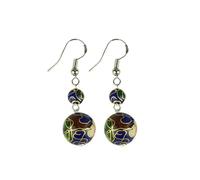 Pendientes de esmalte，Funky Pendientes Pendientes colgantes con cuentas Vintage Cloisonne de 14mm, joyería artesanal tradicional china, pendientes coloridos esmaltados for mujer, accesorios de gancho