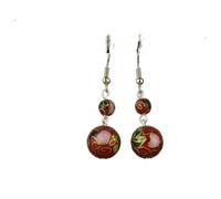 Pendientes de esmalte，Funky Pendientes Pendientes colgantes con cuentas Vintage Cloisonne de 14mm, joyería artesanal tradicional china, pendientes coloridos esmaltados for mujer, accesorios de gancho