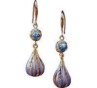 Pendientes de esmalte,Funky Pendientes Pendientes de gota de agua azul esmaltado Cloisonne, accesorios de Boutique for mujer, adornos de gancho for oreja de plata 925, regalo de joyería colgante