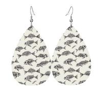 Pendientes de esqueleto con estampado de fósiles para mujer, aretes de cuero de lágrima de moda para mujer, joyería colorida y moderna