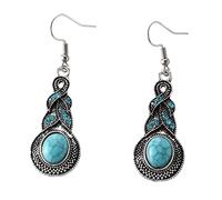 Pendientes de estilo bohemio gris oscuro con diamantes de puntos turquesa, pendientes, pendientes, novia, madre, hija, regalo preferido perla pendientes para, talla única, Acero aleado, Sin piedra