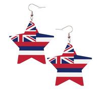 Pendientes de estrella de cuero blanco de moda para mujer, joyería colgante con estampado de bandera de Hawái, recuerdos de fiesta, colgantes de aro simples, One Size, Cuero, Sin piedra preciosa
