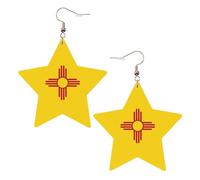 Pendientes de estrella de cuero blanco de moda para mujer, joyería colgante con estampado de bandera de Nuevo México, colgantes de aro ligeros y de moda, One Size, Cuero, Sin piedra preciosa