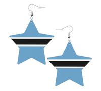 Pendientes de estrella de cuero blanco de moda para mujer, joyería colgante con estampado de bandera de Botswana, colgantes ligeros de moda, One Size, Cuero, Sin piedra preciosa