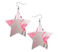 Pendientes de estrella de cuero blanco de moda para mujer, joyería colgante con estampado de flamenco, recuerdos de fiesta, colgantes de aro simples, One Size, Cuero, Sin piedra preciosa