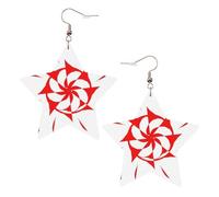 Pendientes de estrella de cuero blanco de moda para mujer, joyería colgante con impresión de rotación de ocho direcciones, recuerdos de fiesta, colgantes de aro simples, One Size, Cuero, Sin piedra