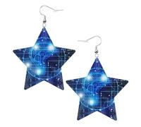 Pendientes de estrella de cuero blanco de moda para mujer, joyería colgante de inteligencia artificial con estampado de cerebro, colgantes de aro ligeros y de moda, talla única, Cuero