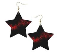 Pendientes de estrella de cuero blanco de moda para mujer, joyería colgante ligera con estampado de explosión roja y negra, recuerdos de fiesta y decoraciones, talla única, Cuero