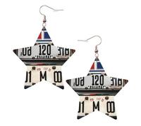 Pendientes de estrella de cuero blanco de moda para mujer, joyería colgante ligera con estampado de placa antigua, recuerdos de fiesta y decoraciones, talla única, Cuero