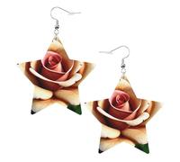 Pendientes de estrella de cuero blanco de moda para mujer, joyería colgante ligera con estampado de rosas rústicas, recuerdos de fiesta y decoraciones, talla única, Cuero