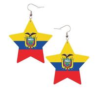 Pendientes de estrella de cuero blanco para mujer, diseño de bandera de Ecuador, colgantes de moda, regalos de fiesta, talla única, Cuero