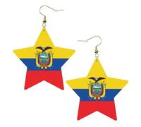 Pendientes de estrella de cuero blanco para mujer, diseño de bandera de Ecuador, joyería colgante, recuerdos de fiesta, colgantes de aro simples, One Size, Cuero, Sin piedra preciosa