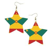 Pendientes de estrella de cuero blanco para mujer, diseño de bandera de Granada, regalos de fiesta, colgantes de aro simples, One Size, Cuero, Sin piedra preciosa