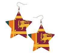 Pendientes de estrella de cuero blanco para mujer, diseño de bandera de Sri Lanka, regalos de fiesta, colgantes de aro simples, One Size, Cuero, Sin piedra preciosa