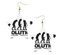 Pendientes de estrella de cuero blanco para mujer, diseño de evolución de culturismo, colgantes de moda, recuerdos de fiesta, talla única, Cuero