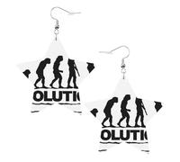 Pendientes de estrella de cuero blanco para mujer, diseño de evolución de culturismo, colgantes de moda, recuerdos de fiesta, talla única, Cuero