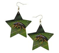 Pendientes de estrella de cuero blanco para mujer, diseño de insectos en hojas, joyería colgante, recuerdos de fiesta, colgantes de aro simples, One Size, Cuero, Sin piedra preciosa