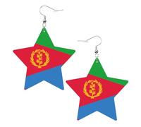Pendientes de estrella de cuero blanco para mujer, joyería colgante con estampado de bandera de Eritrea, recuerdos de fiesta, colgantes de aro simples, One Size, Cuero, Sin piedra preciosa