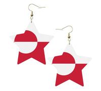 Pendientes de estrella de cuero blanco para mujer, joyería colgante con estampado de bandera de Groenlandia, recuerdos de fiesta, colgantes de aro simples, One Size, Cuero, Sin piedra preciosa