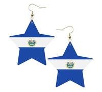 Pendientes de estrella de cuero blanco para mujer, joyería colgante con estampado de El Salvador, colgantes de aro ligeros y de moda, talla única, Cuero