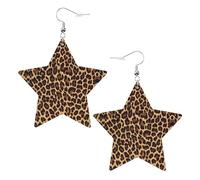 Pendientes de estrella de cuero blanco para mujer, joyería colgante con estampado de leopardo y guepardo, ligeros y modernos, talla única, Cuero, Sin piedra preciosa