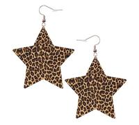 Pendientes de estrella de cuero blanco para mujer, joyería colgante con estampado de leopardo y guepardo, ligeros y modernos, talla única, Cuero, Sin piedra preciosa